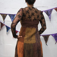 Patchwork Tiered Boho Maxi Dress with Pockets