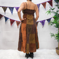 Patchwork Tiered Boho Maxi Dress with Pockets