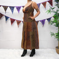 Patchwork Tiered Boho Maxi Dress with Pockets