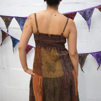 Patchwork Tiered Boho Maxi Dress with Pockets