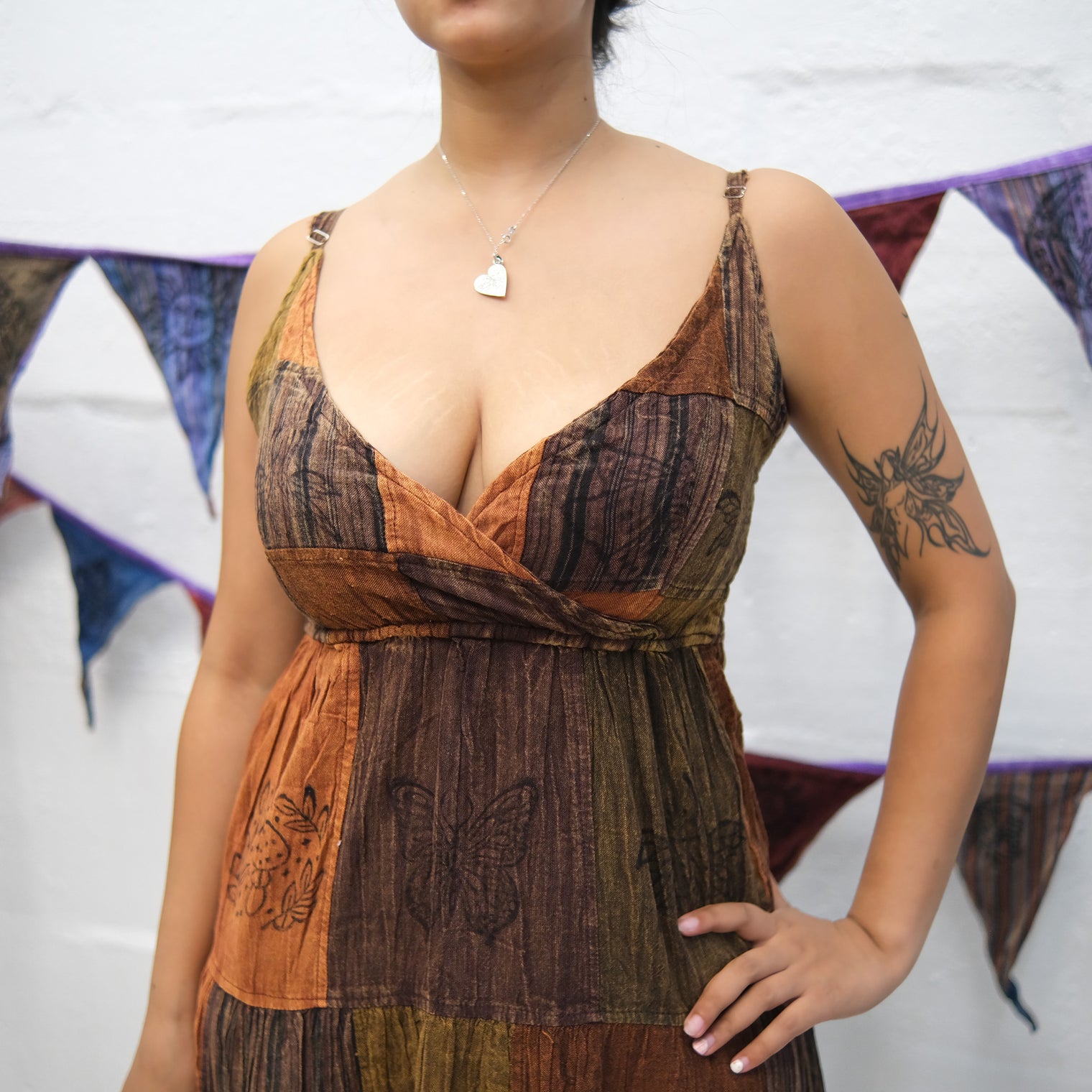 Patchwork Tiered Boho Maxi Dress with Pockets