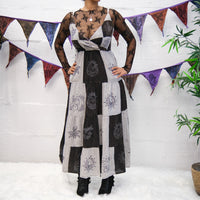 Patchwork Tiered Boho Maxi Dress with Pockets