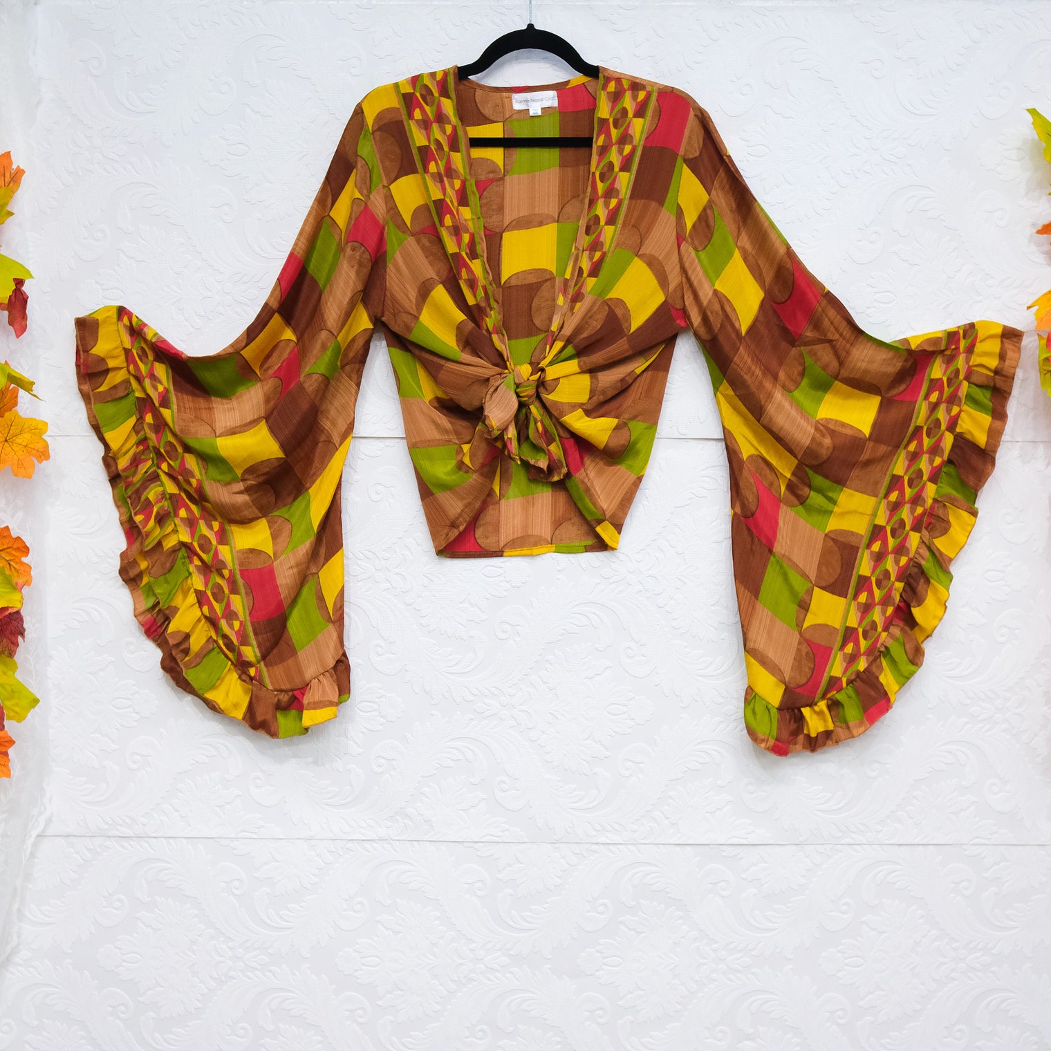 Retro Boho Ruffle Sleeve Top