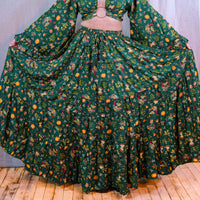 Forest Whisper Skirt with Ruffle Sleeve Top