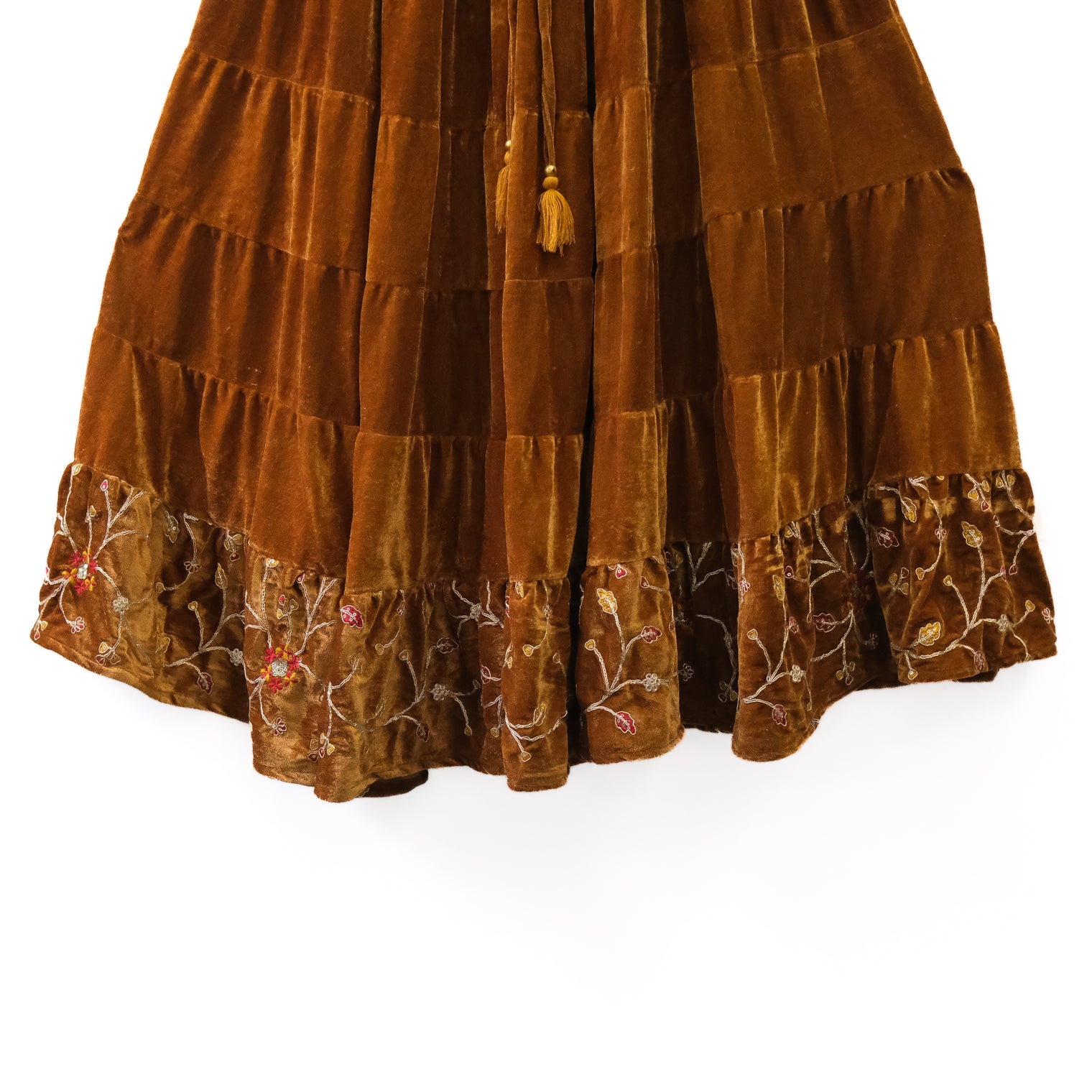 Flowy Embroidery Velvet Skirt