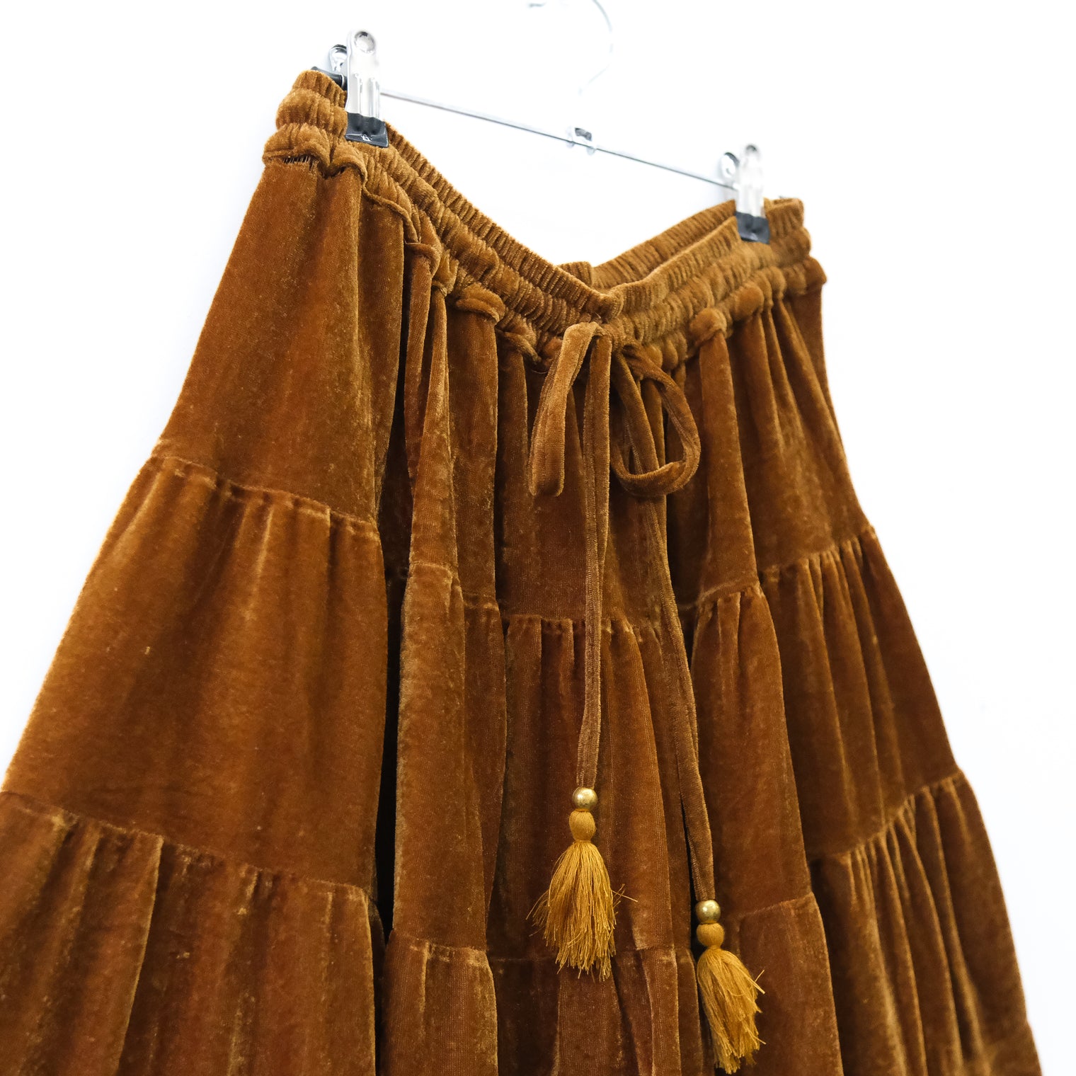 Flowy Embroidery Velvet Skirt