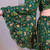 Forest Whisper Skirt with Ruffle Sleeve Top