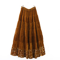 Flowy Embroidery Velvet Skirt