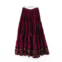 Flowy Embroidery Velvet Skirt