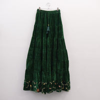 Flowy Embroidery Velvet Skirt