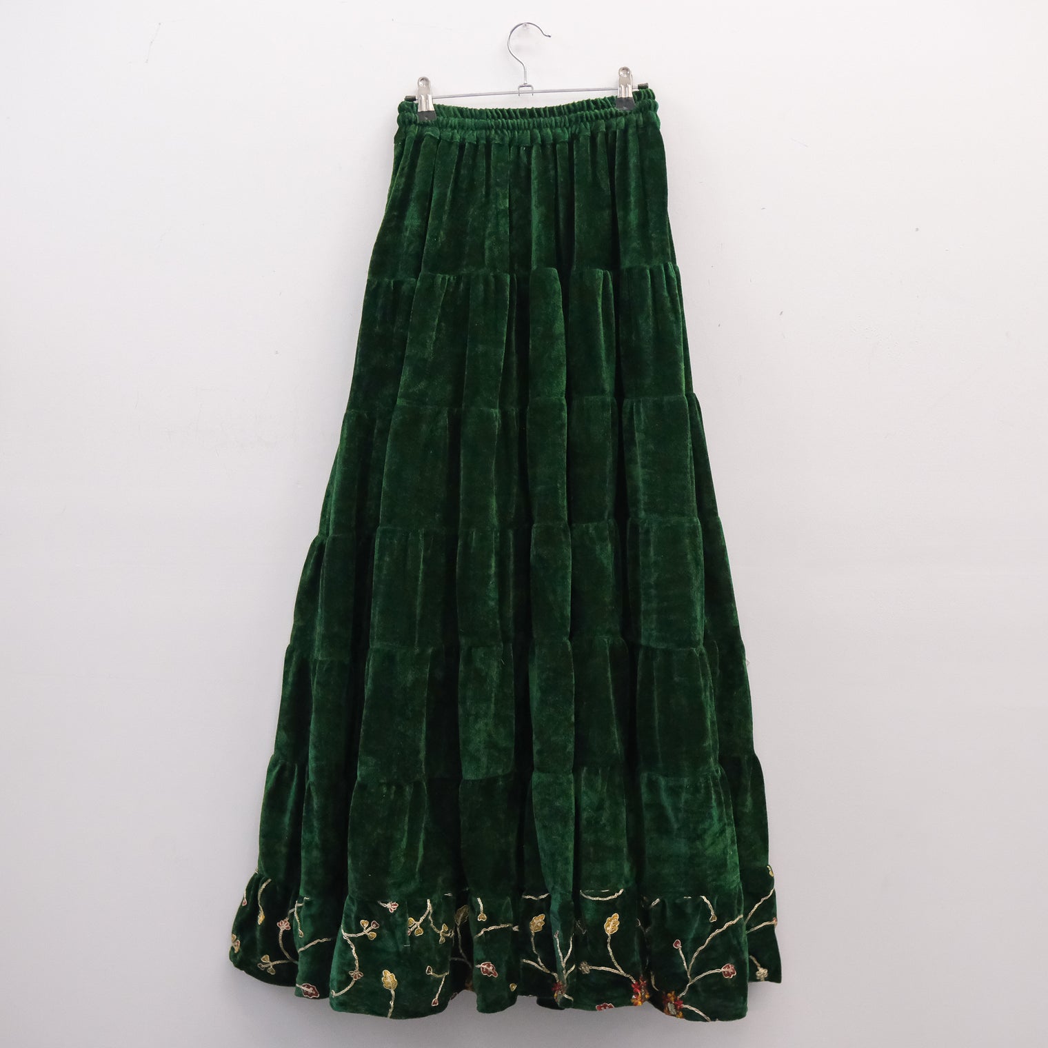 Flowy Embroidery Velvet Skirt