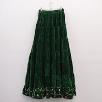 Flowy Embroidery Velvet Skirt