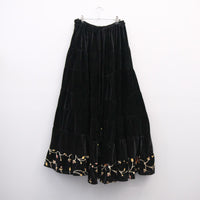 Flowy Embroidery Velvet Skirt
