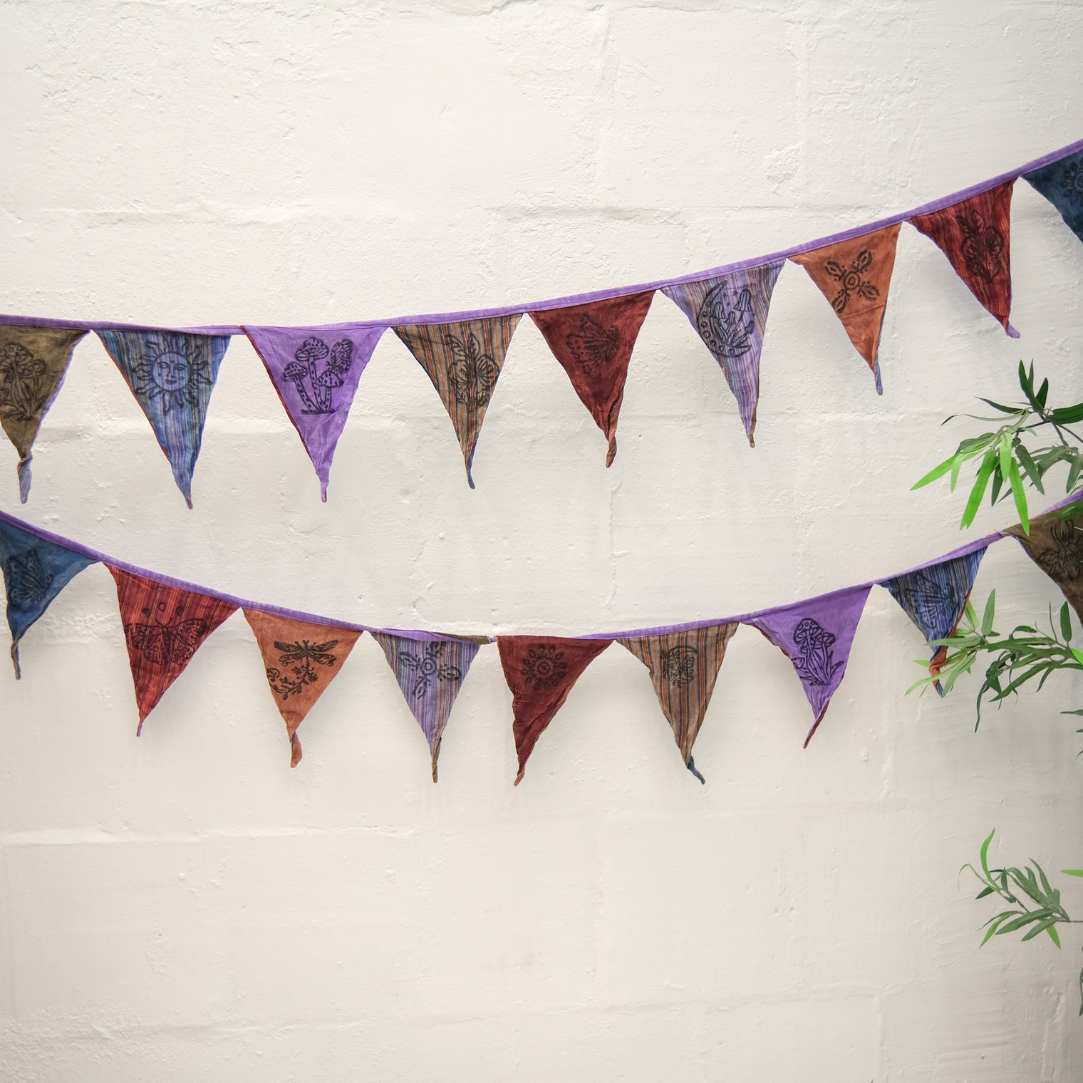 Colorful Boho Patchwork Cotton Pennant Garland