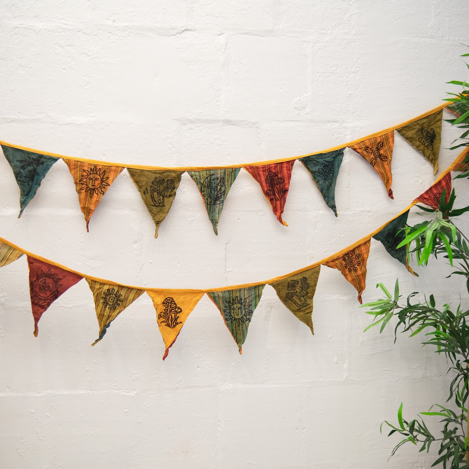Colorful Boho Patchwork Cotton Pennant Garland