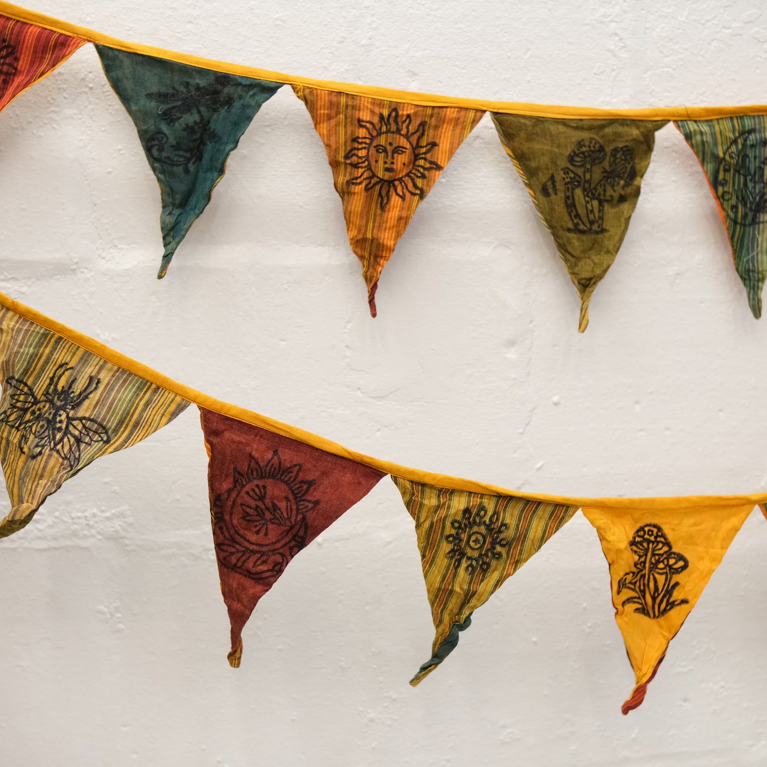 Colorful Boho Patchwork Cotton Pennant Garland