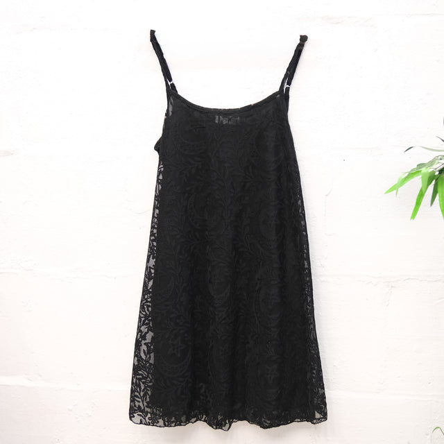 Celestial Semi Sheer Lace Cami Dress with Pockets