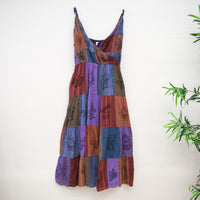 Patchwork Tiered Boho Maxi Dress with Pockets