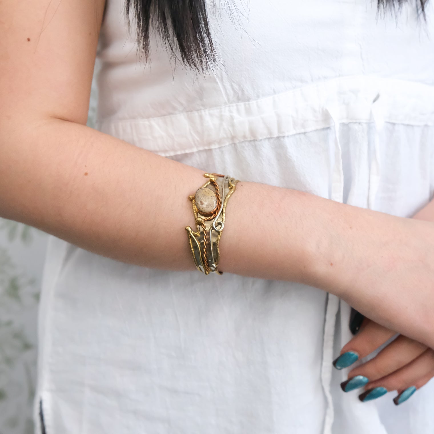 Mystic Gemstone Boho Cuff Bracelet