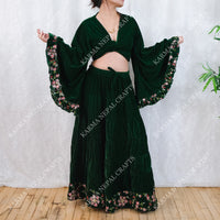 Velvet Whimsy Skirt Set with Hand Embroidery