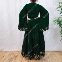 Velvet Whimsy Skirt Set with Hand Embroidery