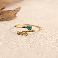 Vintage Inspired Brass Swirl Bracelet with Gemstone