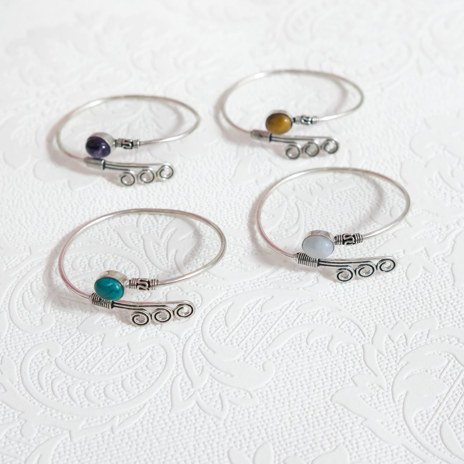 Mystic Spiral Gemstone Cuff Bracelet