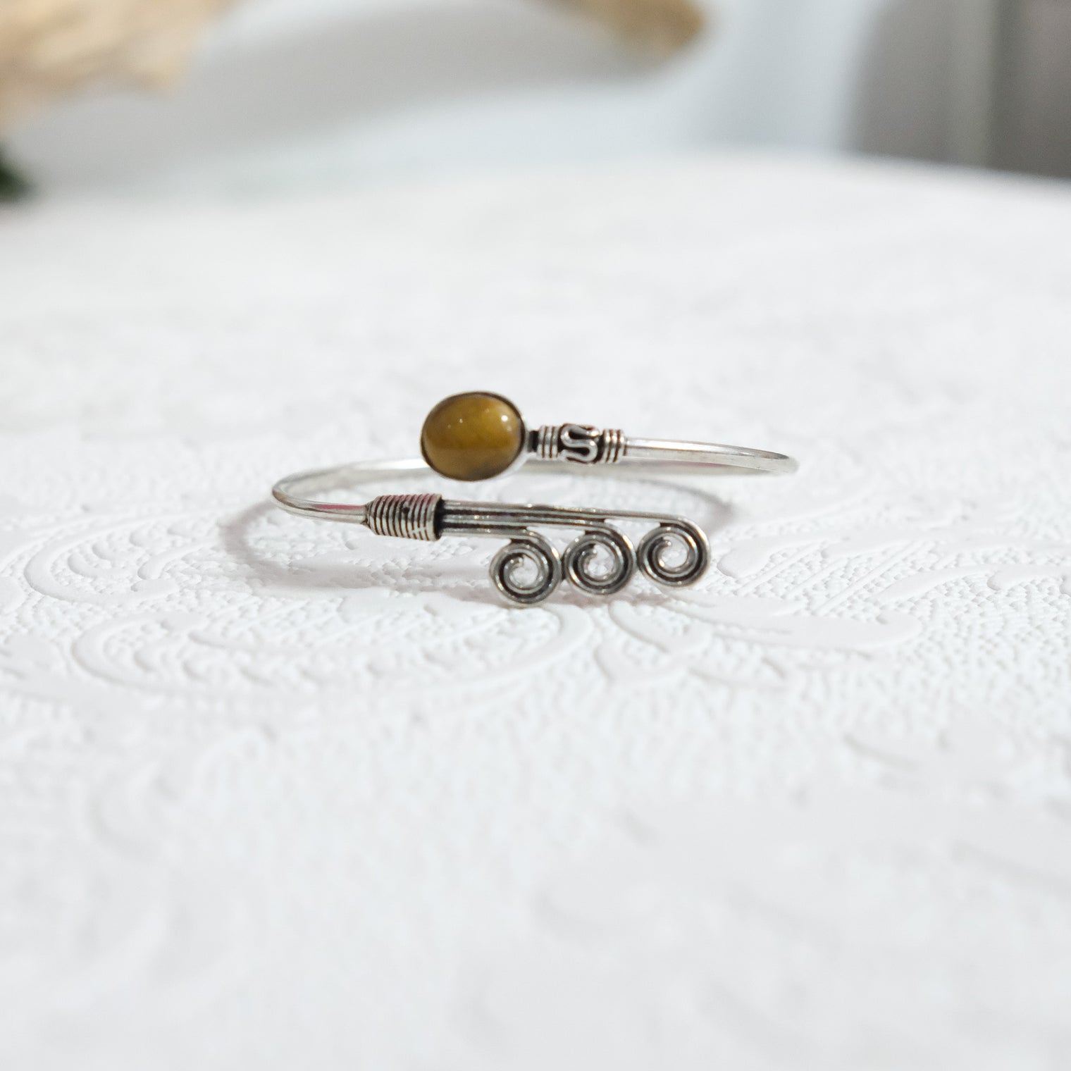 Mystic Spiral Gemstone Cuff Bracelet