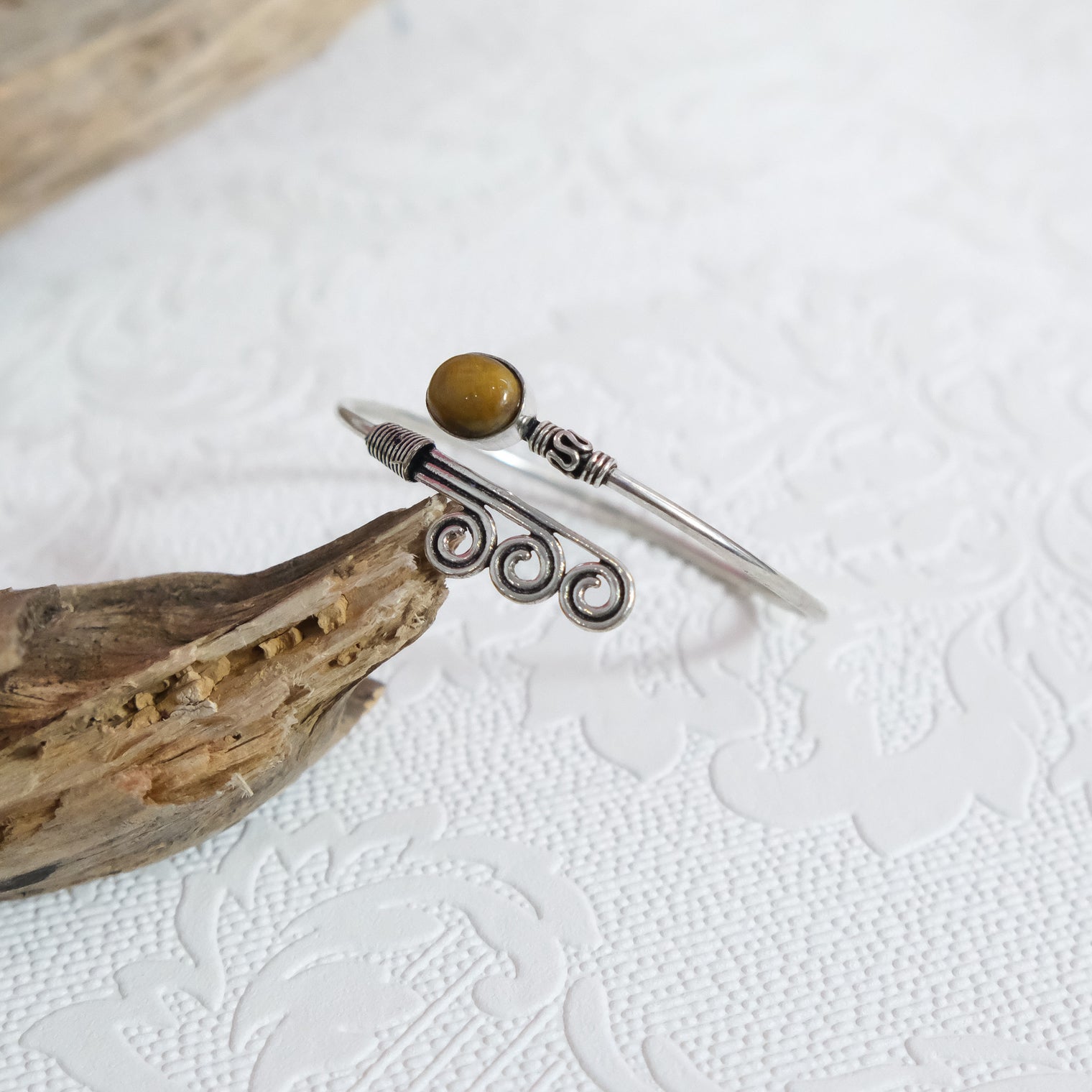 Mystic Spiral Gemstone Cuff Bracelet