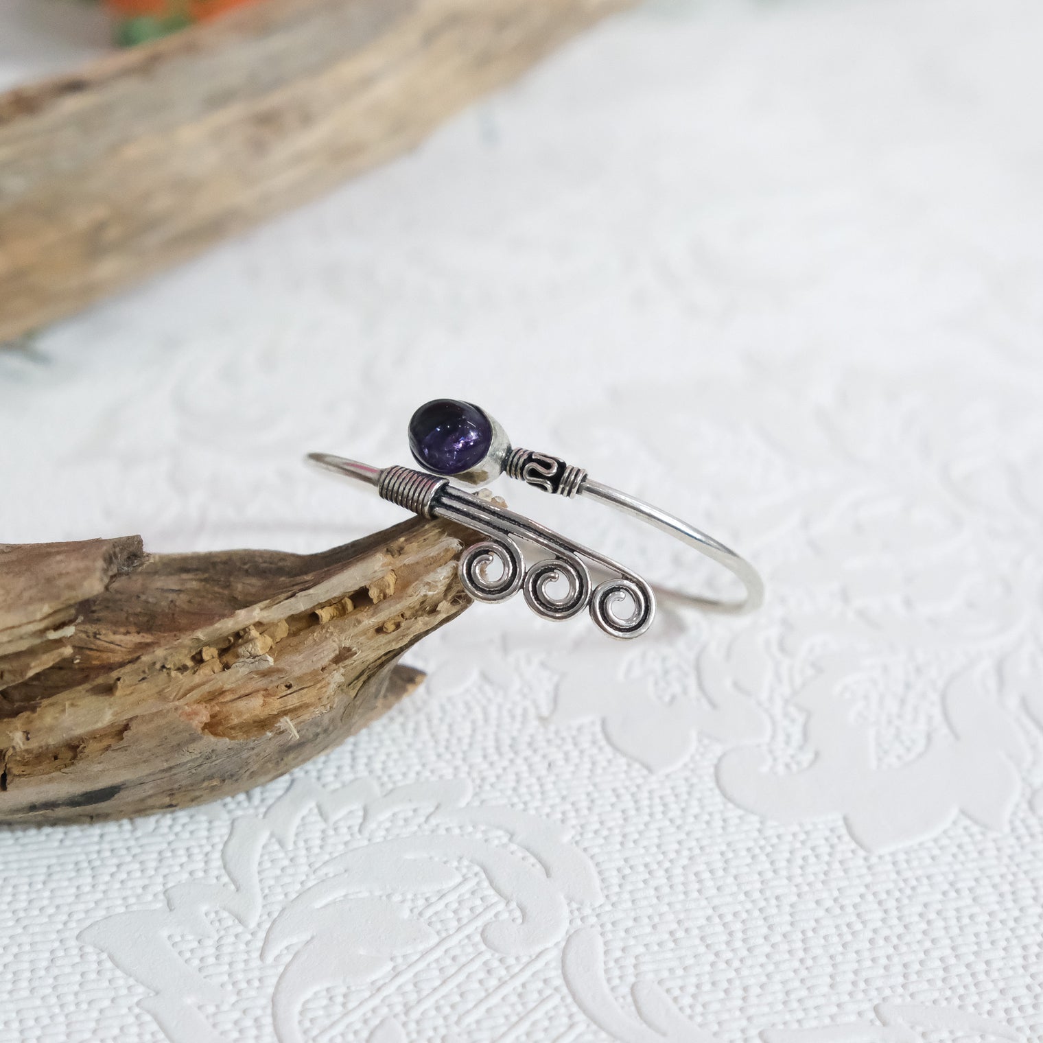 Mystic Spiral Gemstone Cuff Bracelet