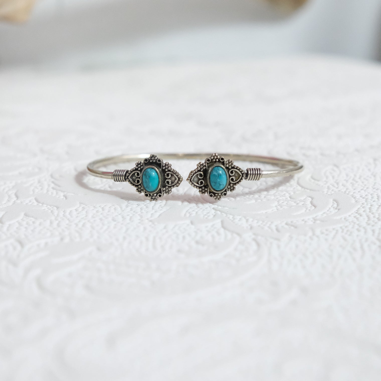 Moonlight Filigree Gemstone Cuff Bracelet