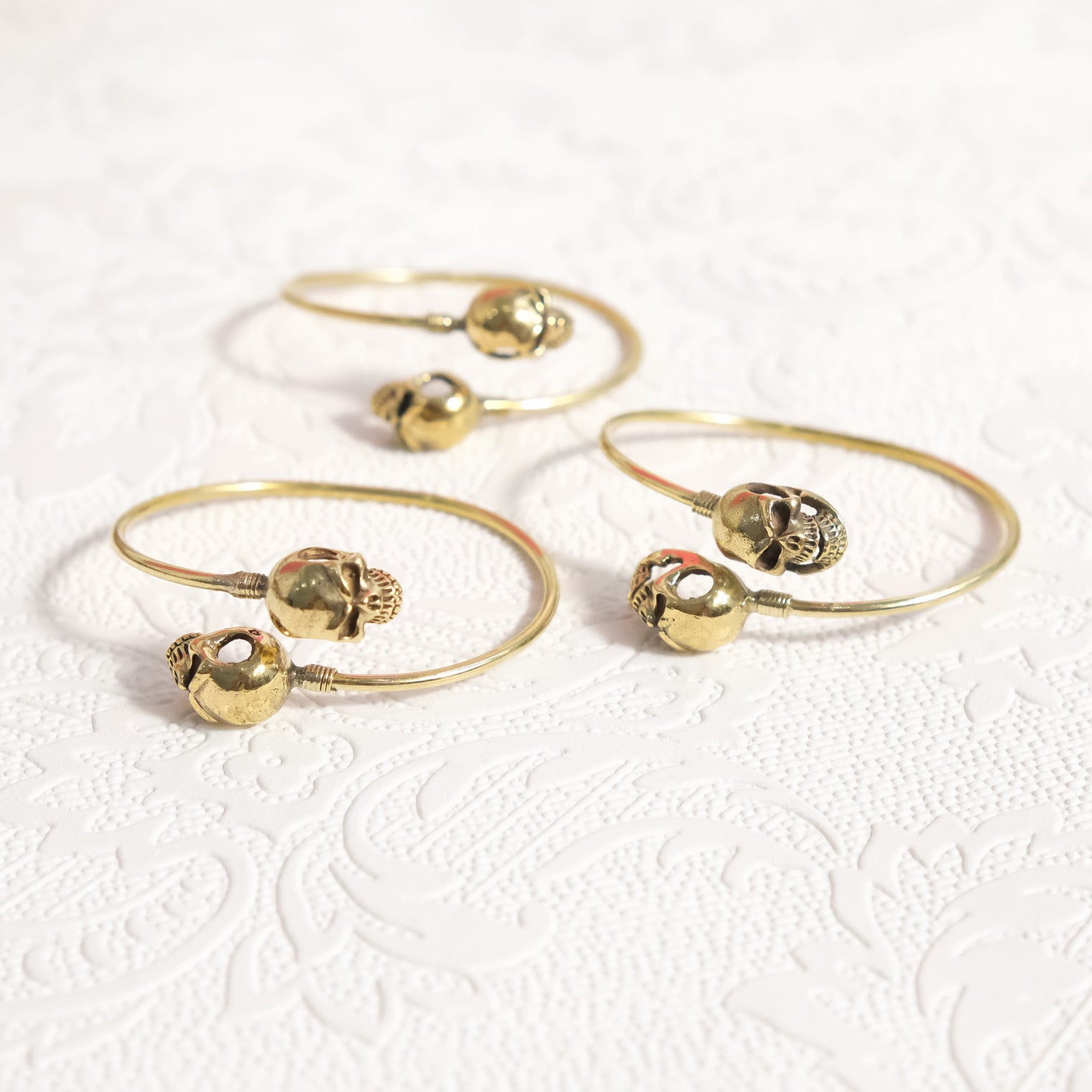 Gothic Skull Adjustable Brass Bangle