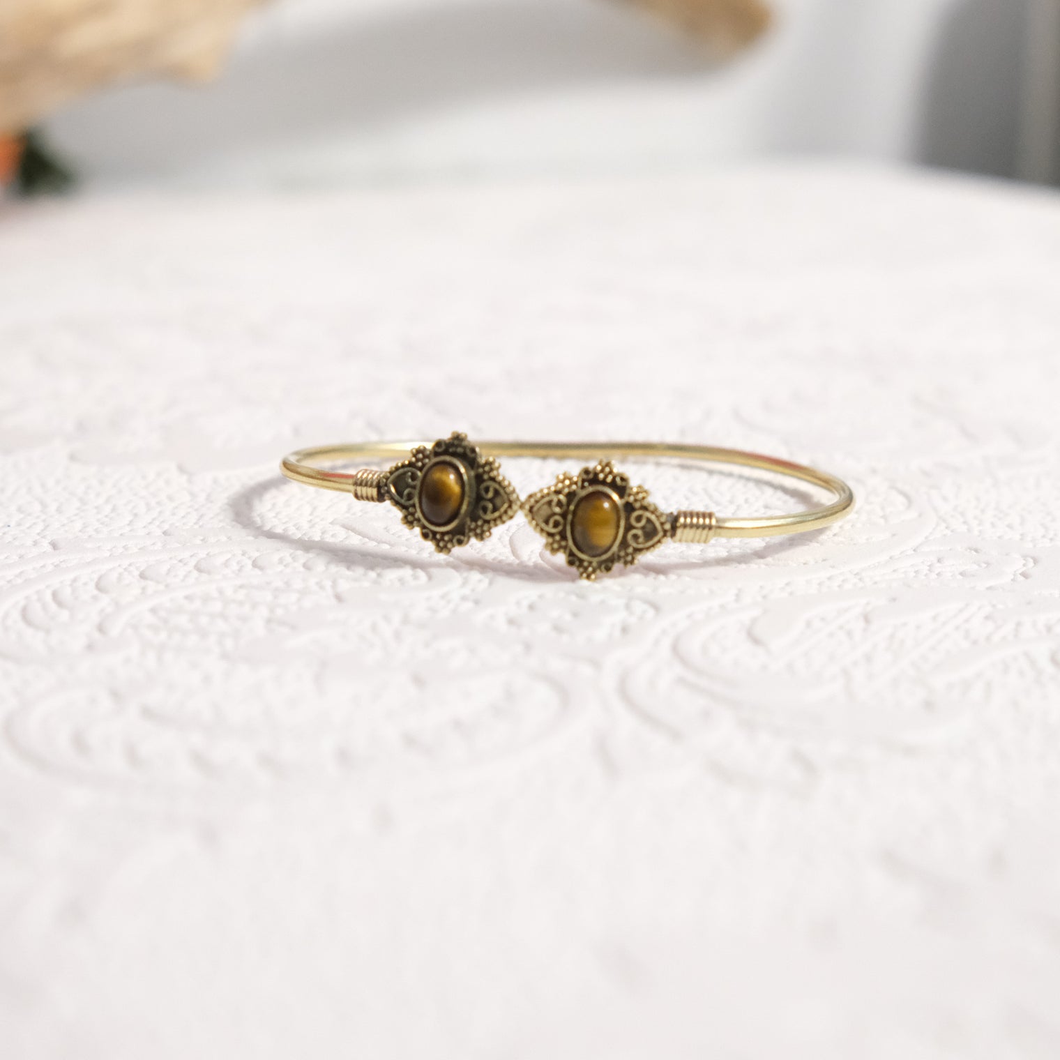 Mystic Lotus  Gemstone Cuff Bracelet