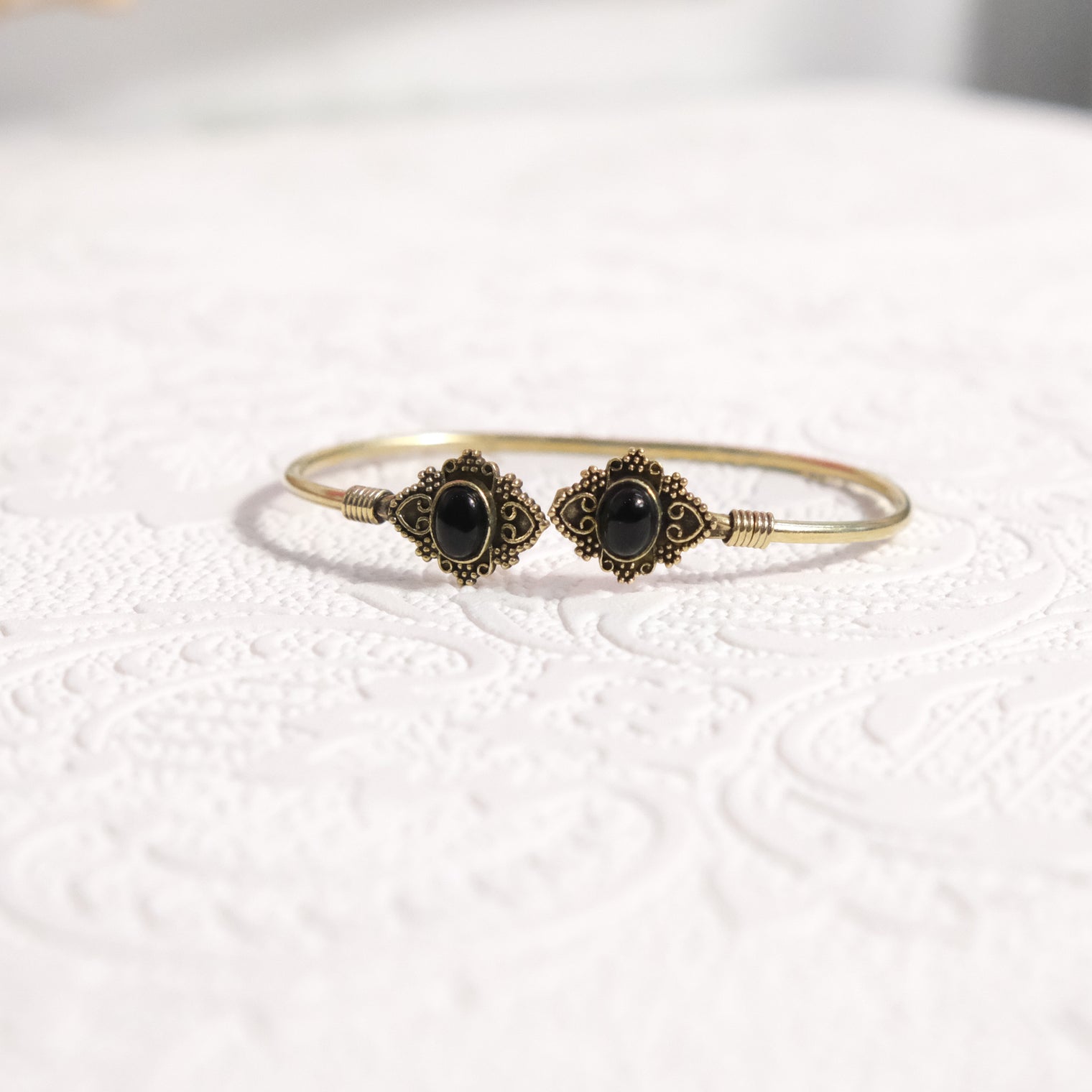 Mystic Lotus  Gemstone Cuff Bracelet