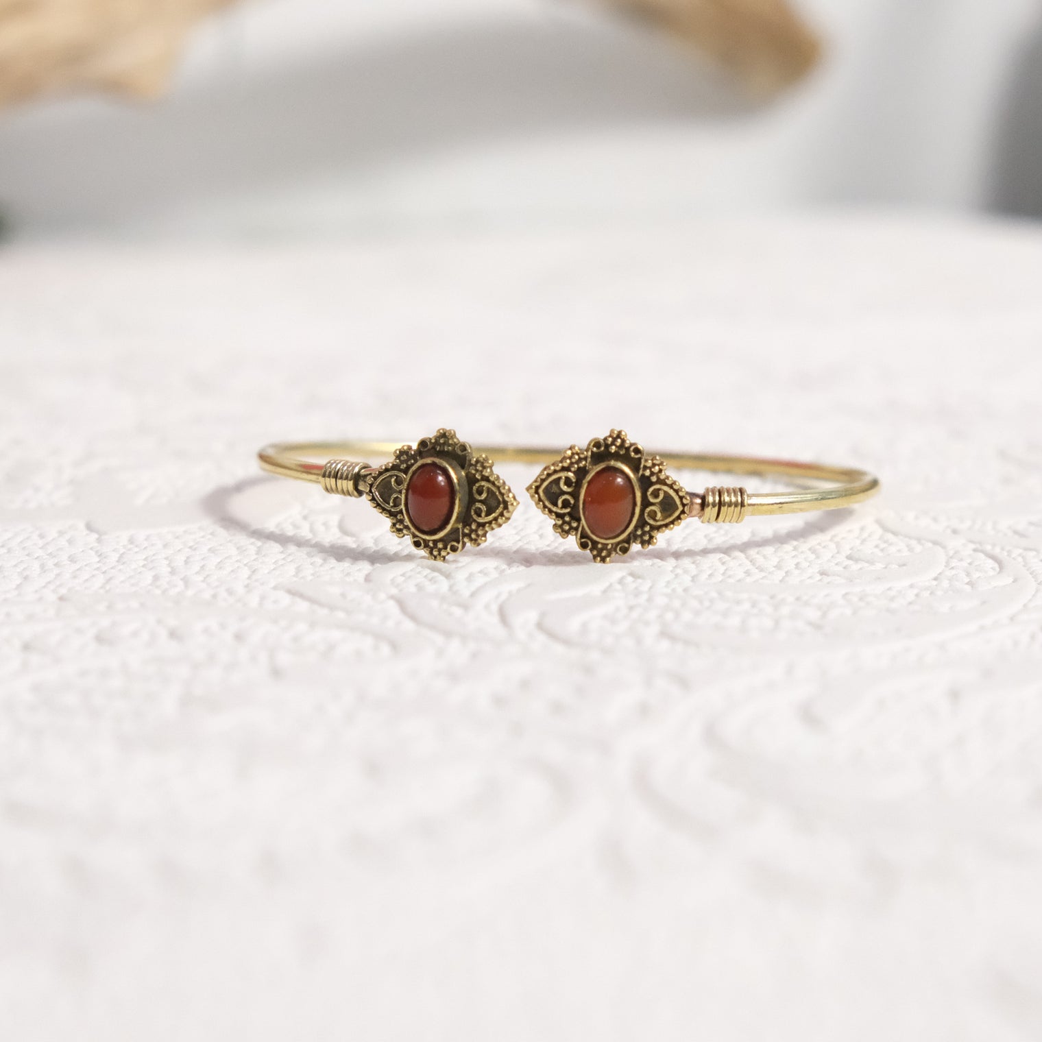 Mystic Lotus  Gemstone Cuff Bracelet