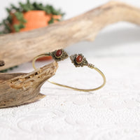 Mystic Lotus  Gemstone Cuff Bracelet