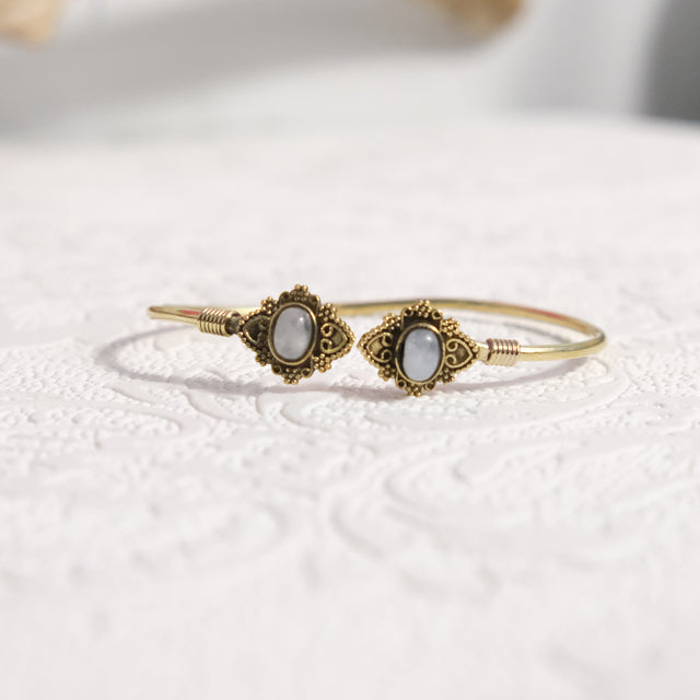 Mystic Lotus  Gemstone Cuff Bracelet