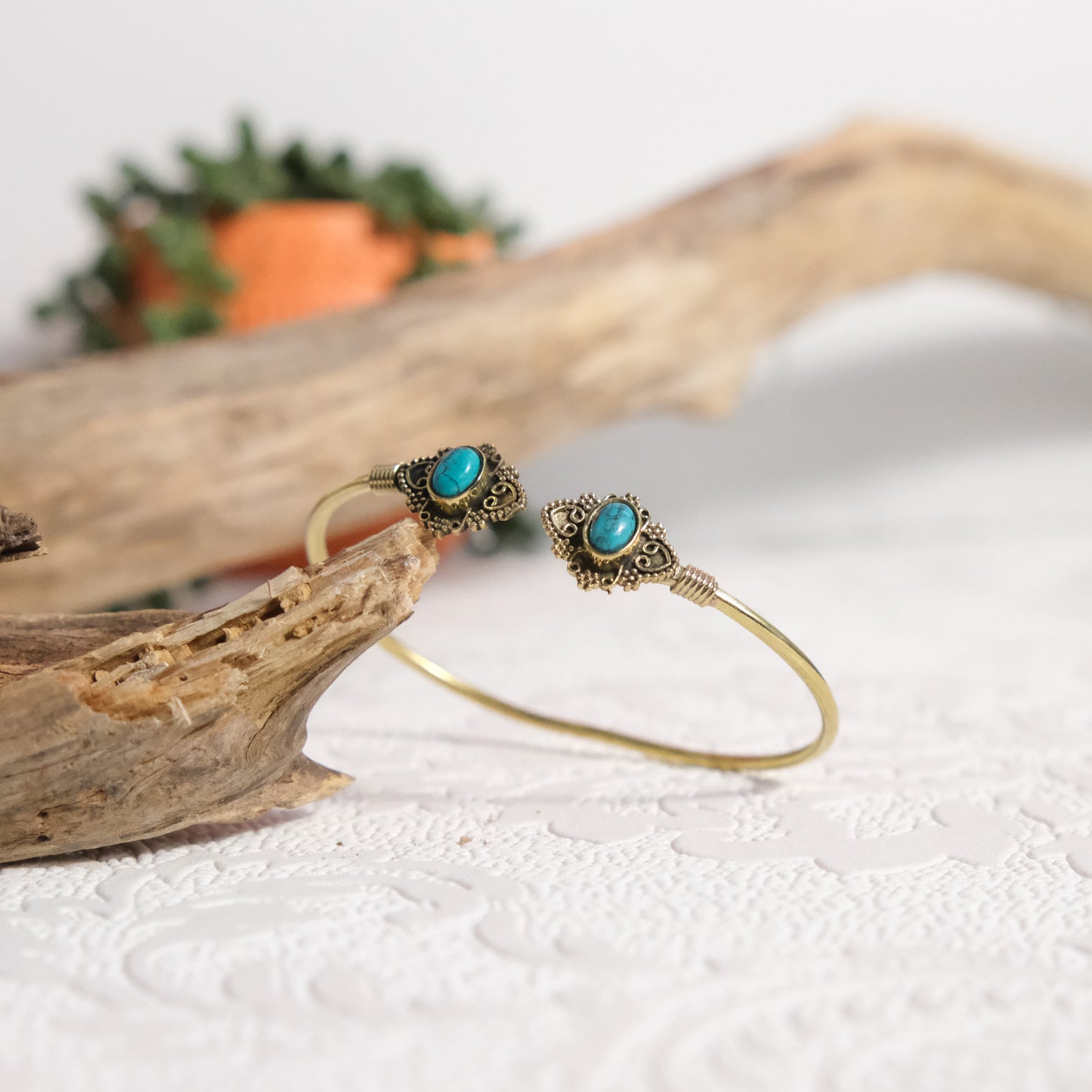 Mystic Lotus  Gemstone Cuff Bracelet