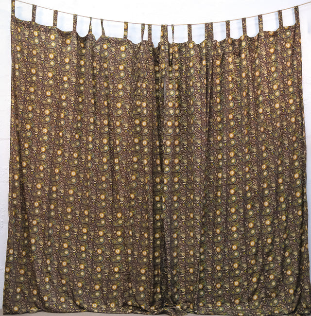 Paisley Floral Curtains with Sun Motifs & Gold Details