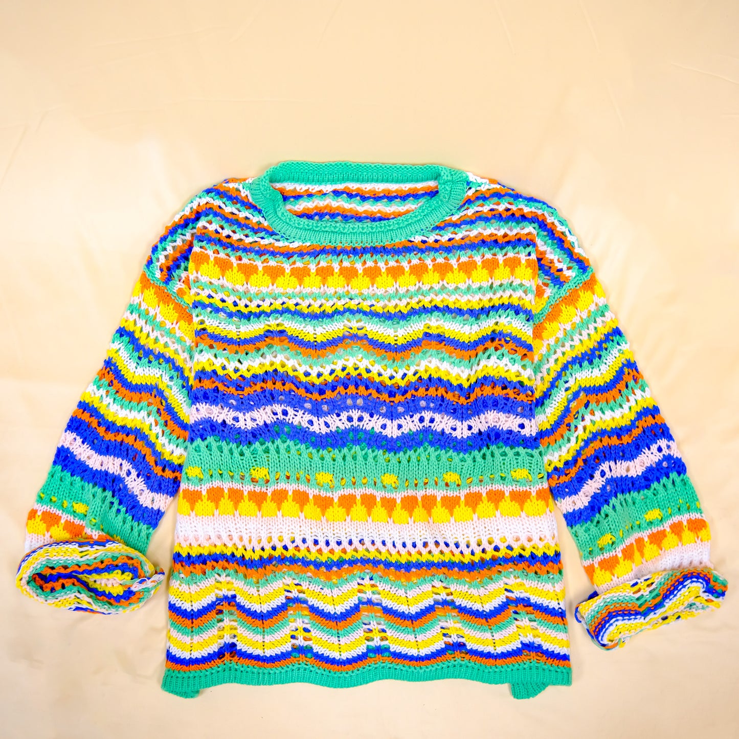 Hand Knit Colorful Boho Long Sweater