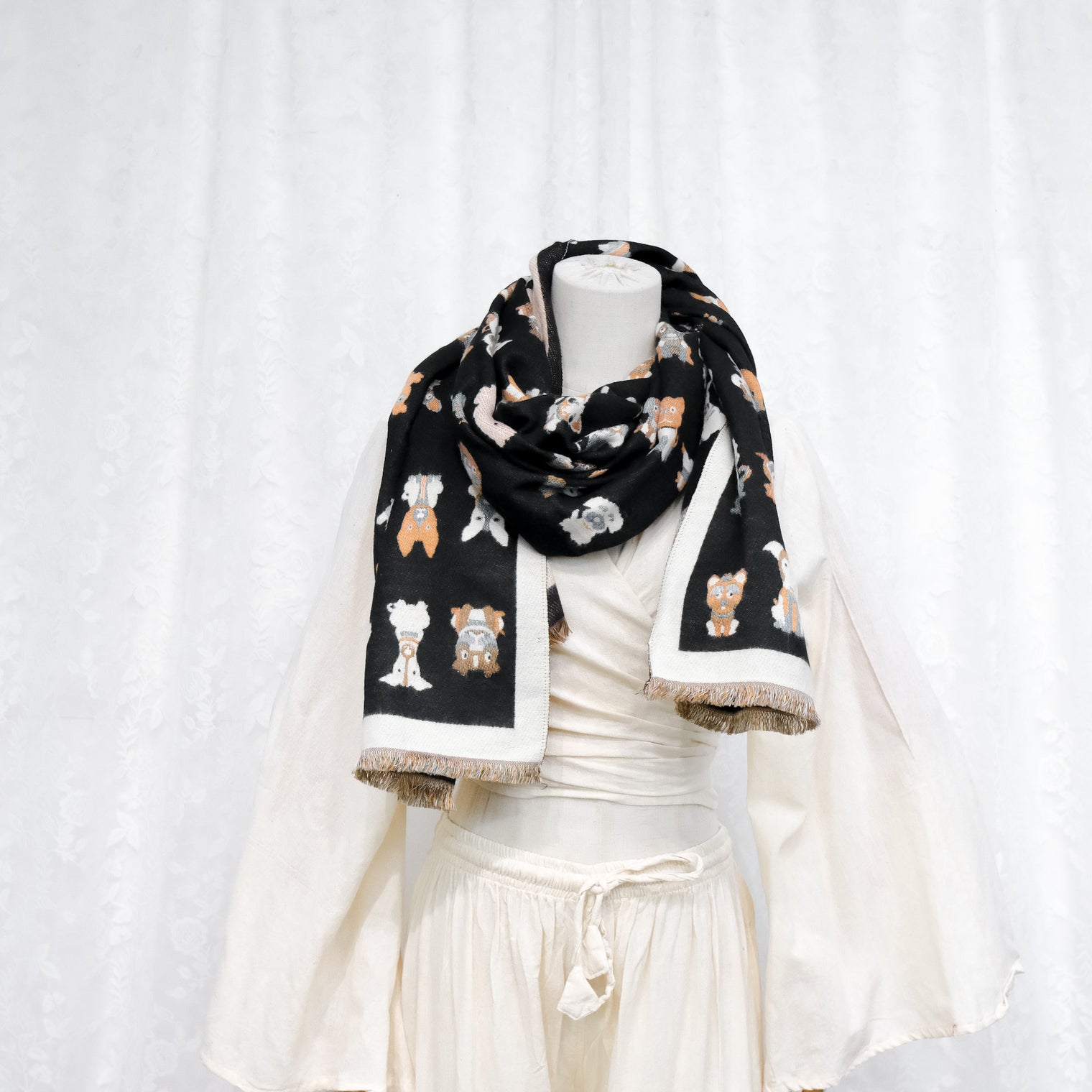 Dog Print Boho Fall Winter Scarfs