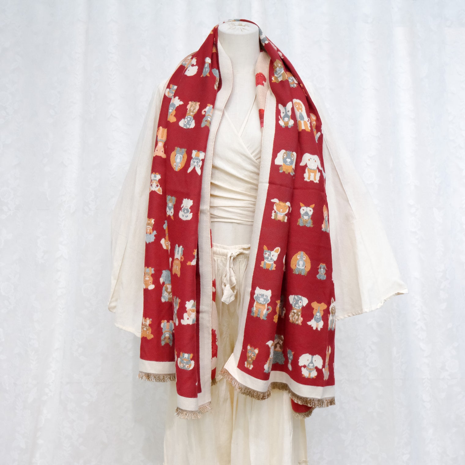 Dog Print Boho Fall Winter Scarfs