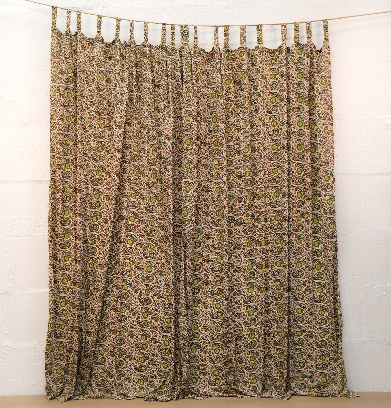 Paisley Floral Curtains with Sun Motifs & Gold Details