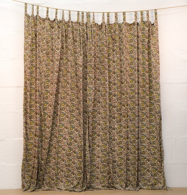 Paisley Floral Curtains with Sun Motifs & Gold Details