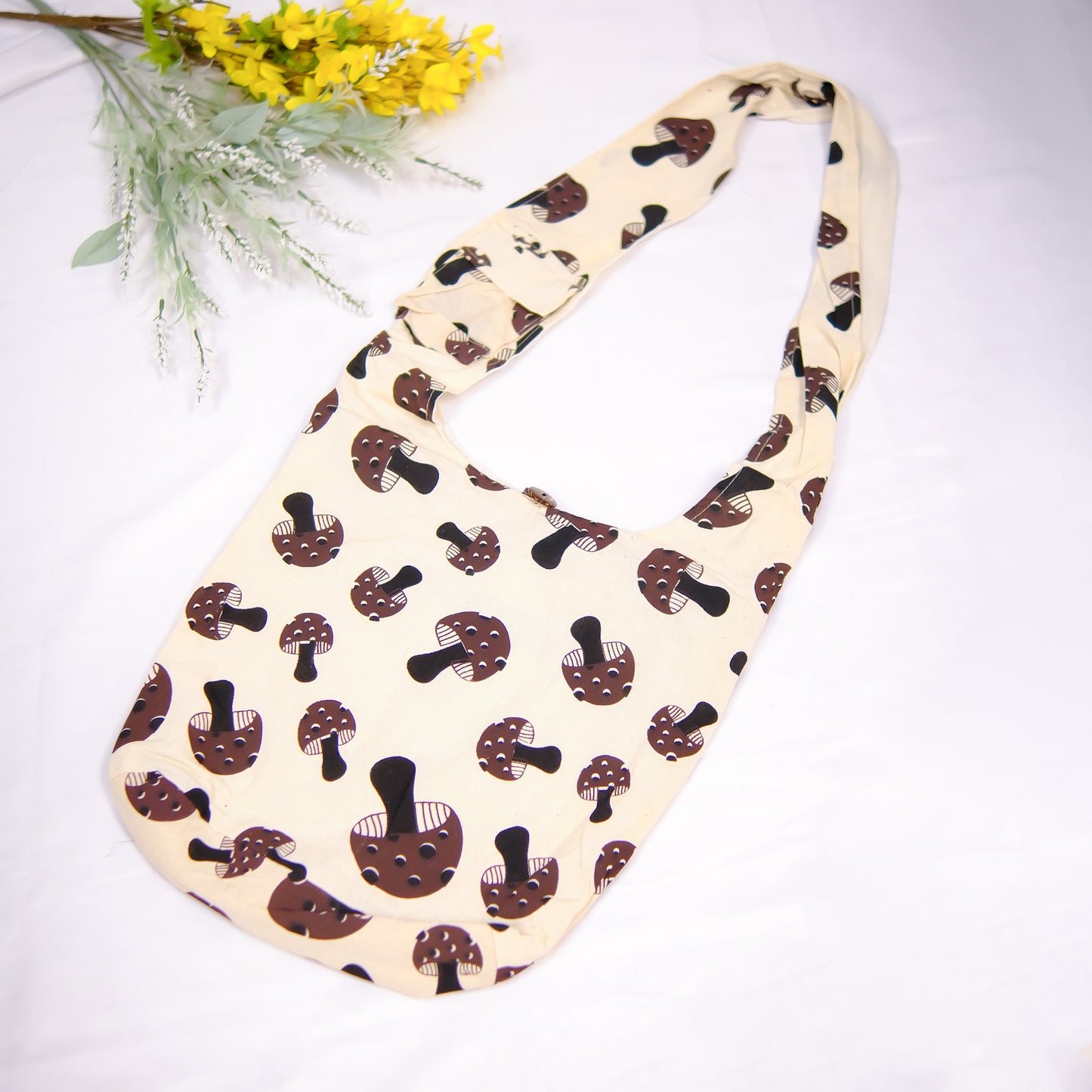 Organic Cotton Mushroom Boho Messenger Bag