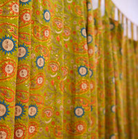 Paisley Floral Curtains with Sun Motifs & Gold Details