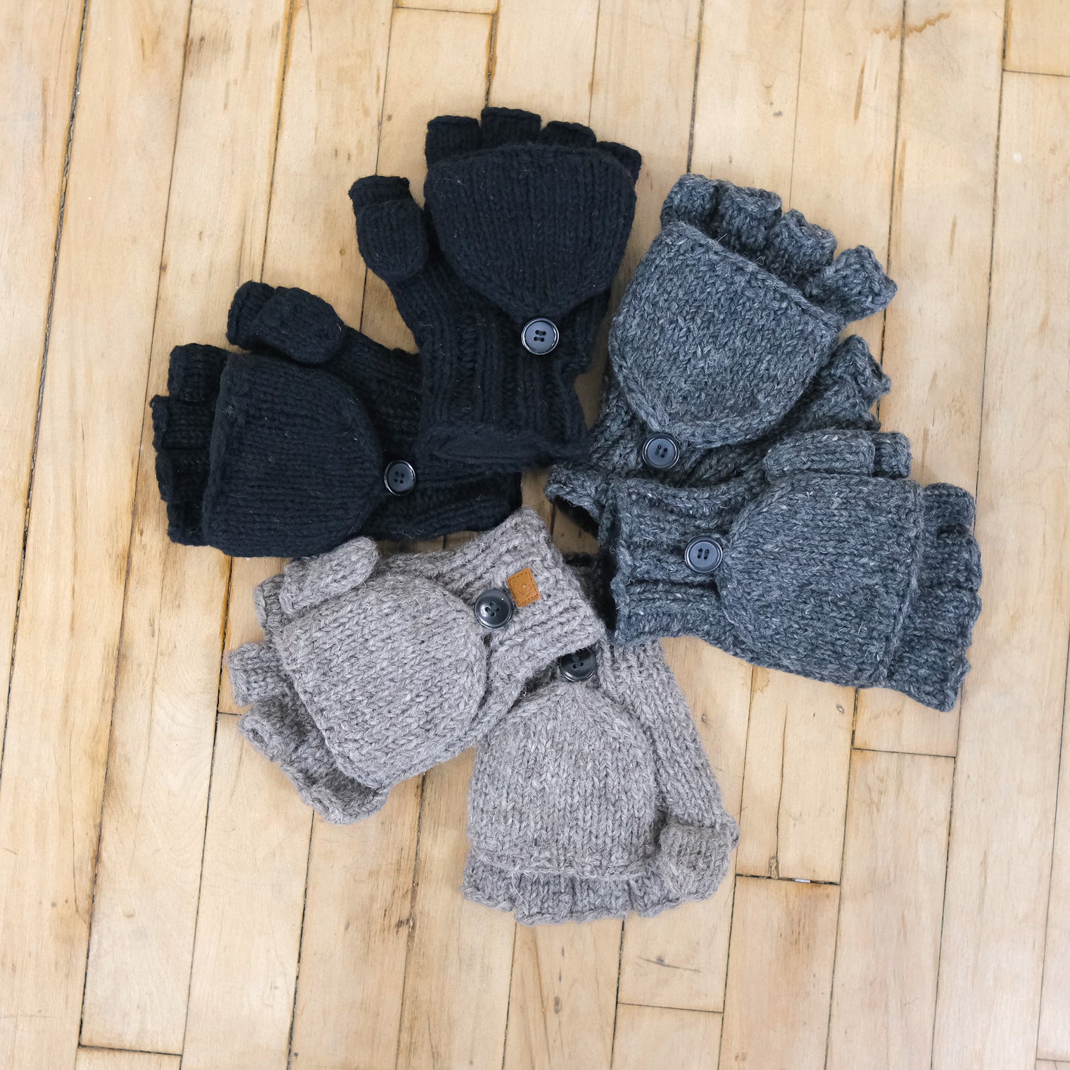 Crocheted Unisex Merino Wool Convertible Gloves/Mittens