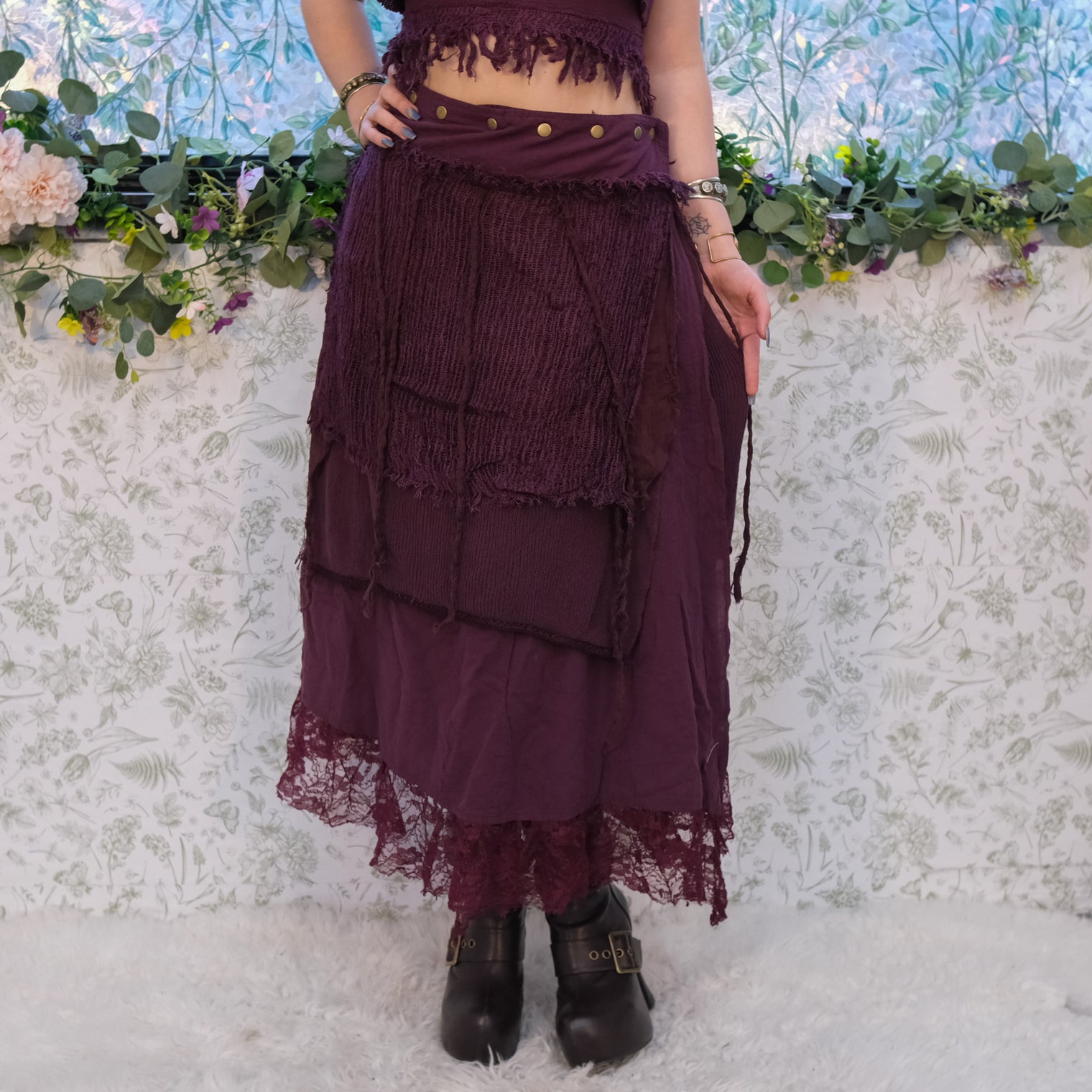 Boho Fairy Layered Festival Wrap Skirt Set with Halter Top