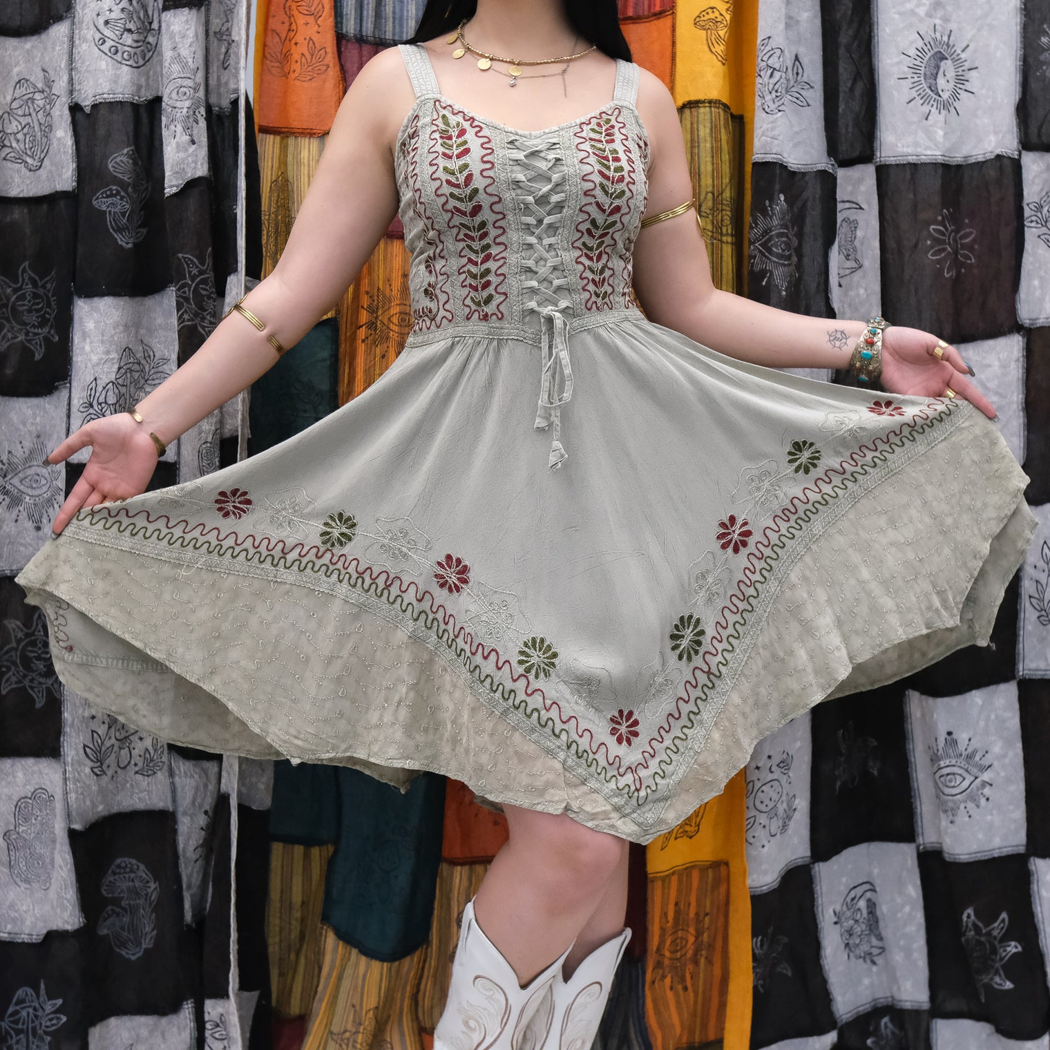Ever Bloom Flowy Embroidery Dress