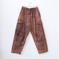 Stonewashed Cotton Cargo Utility Pants with Pockets